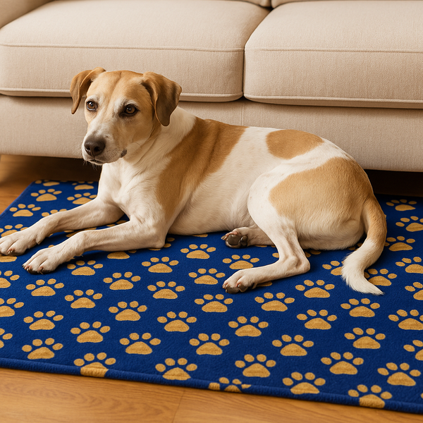 Kuscheldecke - Pfotenabdrücke königsblau