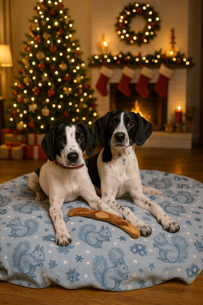 Kuscheldecke - Winter-Eichhörnchen hellblau