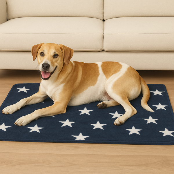 Kuscheldecke - dunkelblau mit weißen Sternen